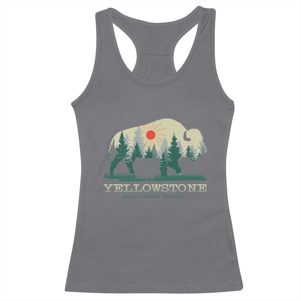 Yellowstone National Park Racerback Tank Top Bison Nature Wildlife Outdoor Hiking Camping Forest - Wonder Print Shop