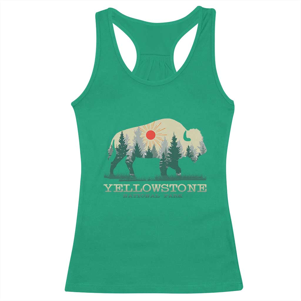 Yellowstone National Park Racerback Tank Top Bison Nature Wildlife Outdoor Hiking Camping Forest - Wonder Print Shop
