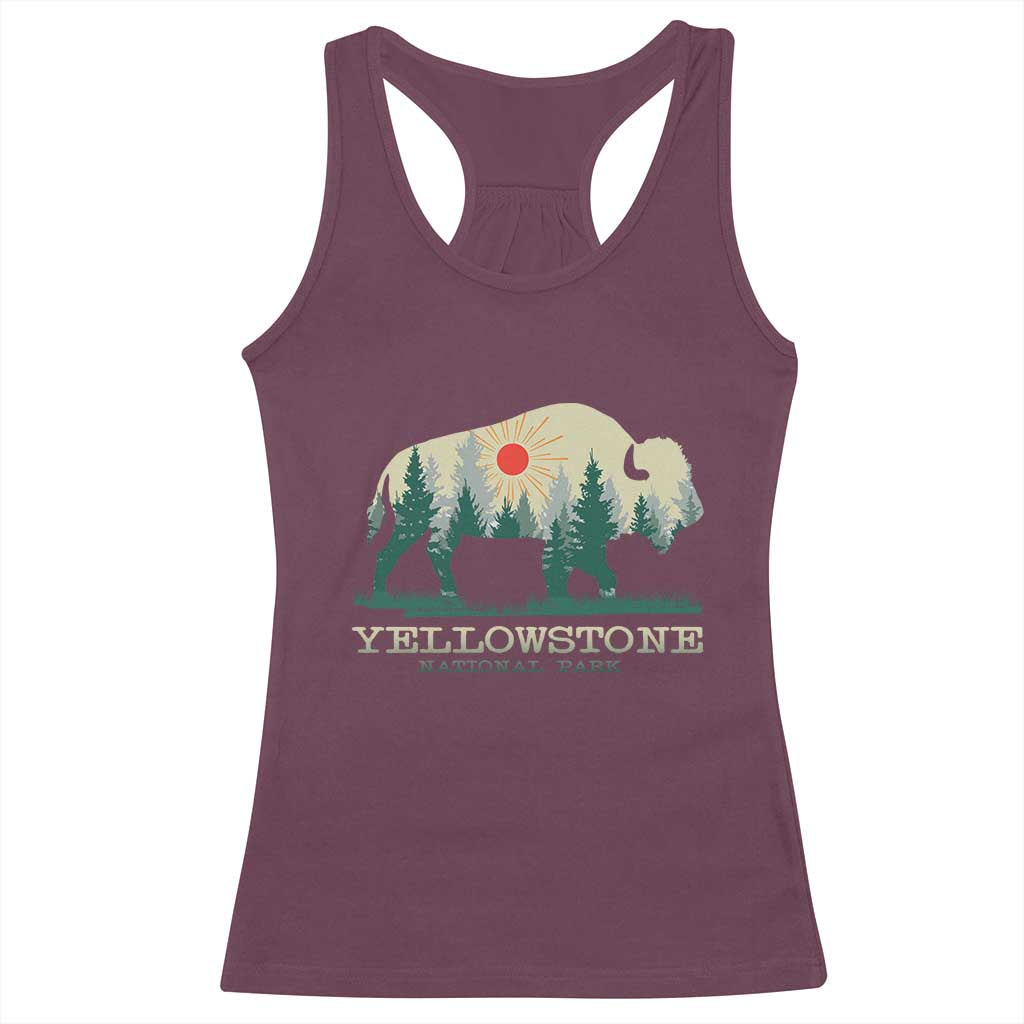 Yellowstone National Park Racerback Tank Top Bison Nature Wildlife Outdoor Hiking Camping Forest - Wonder Print Shop