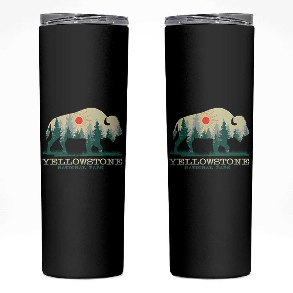 Yellowstone National Park Skinny Tumbler Bison Nature Wildlife Outdoor Hiking Camping Forest - Wonder Print Shop