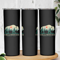 Yellowstone National Park Skinny Tumbler Bison Nature Wildlife Outdoor Hiking Camping Forest - Wonder Print Shop