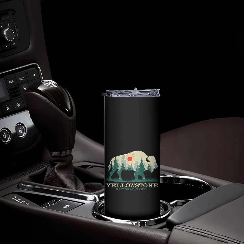 Yellowstone National Park Skinny Tumbler Bison Nature Wildlife Outdoor Hiking Camping Forest - Wonder Print Shop