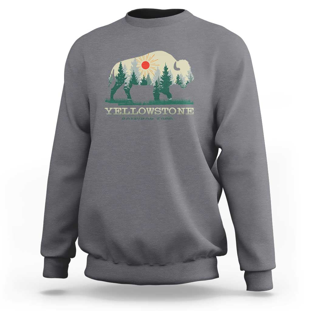 Yellowstone National Park Sweatshirt Bison Nature Wildlife Outdoor Hiking Camping Forest - Wonder Print Shop
