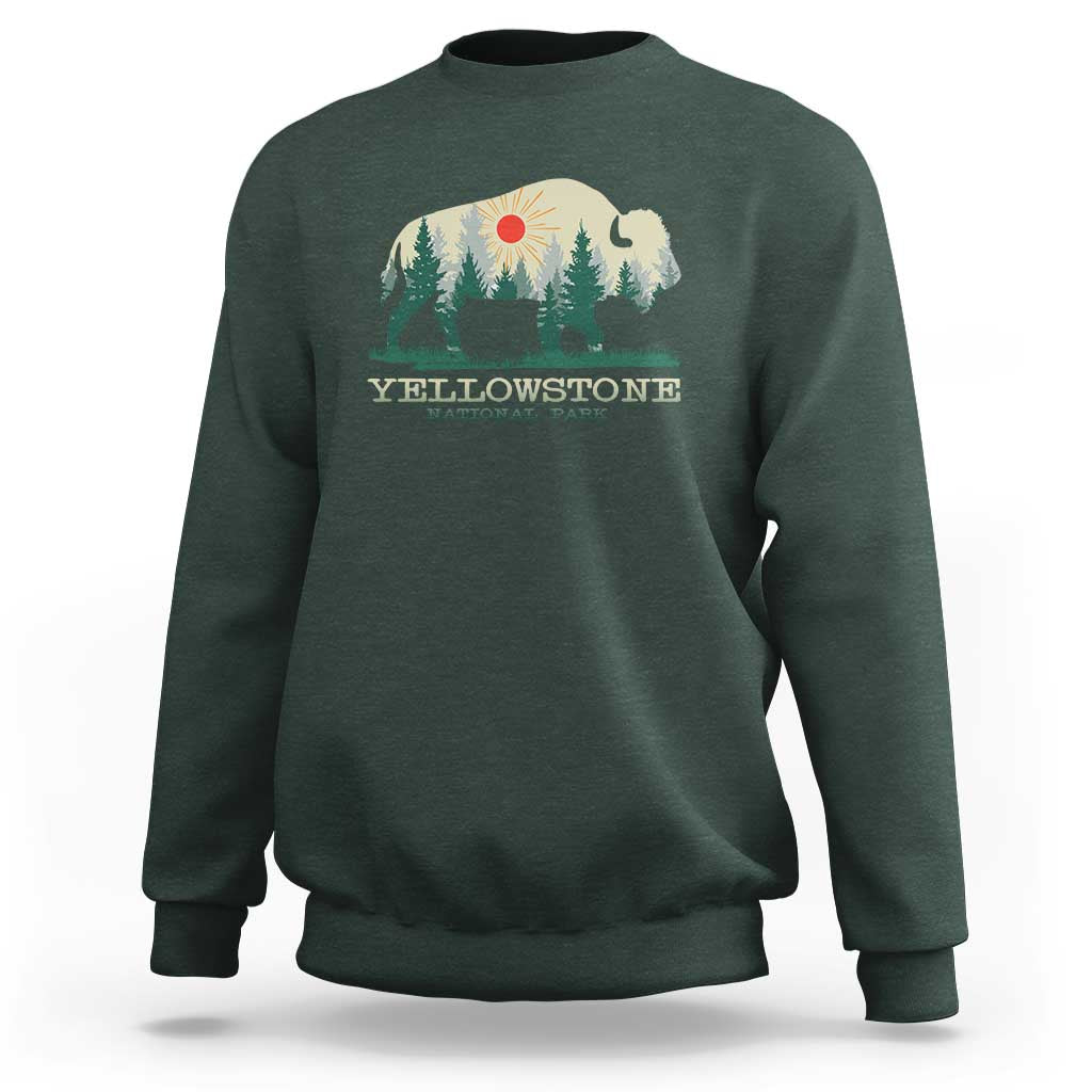 Yellowstone National Park Sweatshirt Bison Nature Wildlife Outdoor Hiking Camping Forest - Wonder Print Shop