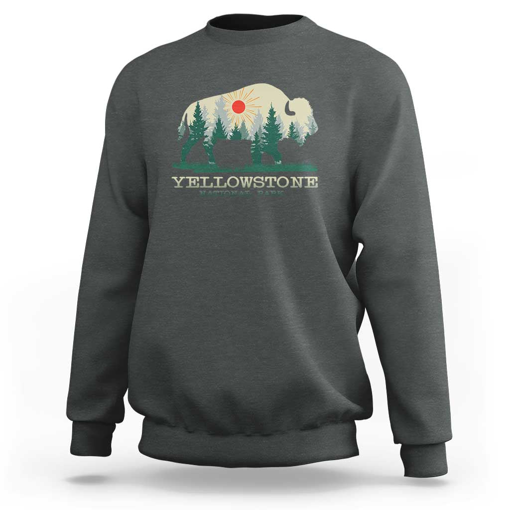 Yellowstone National Park Sweatshirt Bison Nature Wildlife Outdoor Hiking Camping Forest - Wonder Print Shop