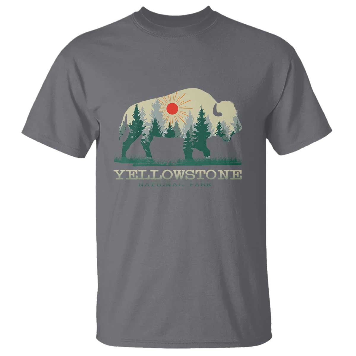 Yellowstone National Park T Shirt Bison Nature Wildlife Outdoor Hiking Camping Forest - Wonder Print Shop