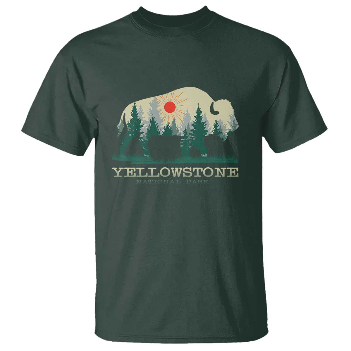Yellowstone National Park T Shirt Bison Nature Wildlife Outdoor Hiking Camping Forest - Wonder Print Shop