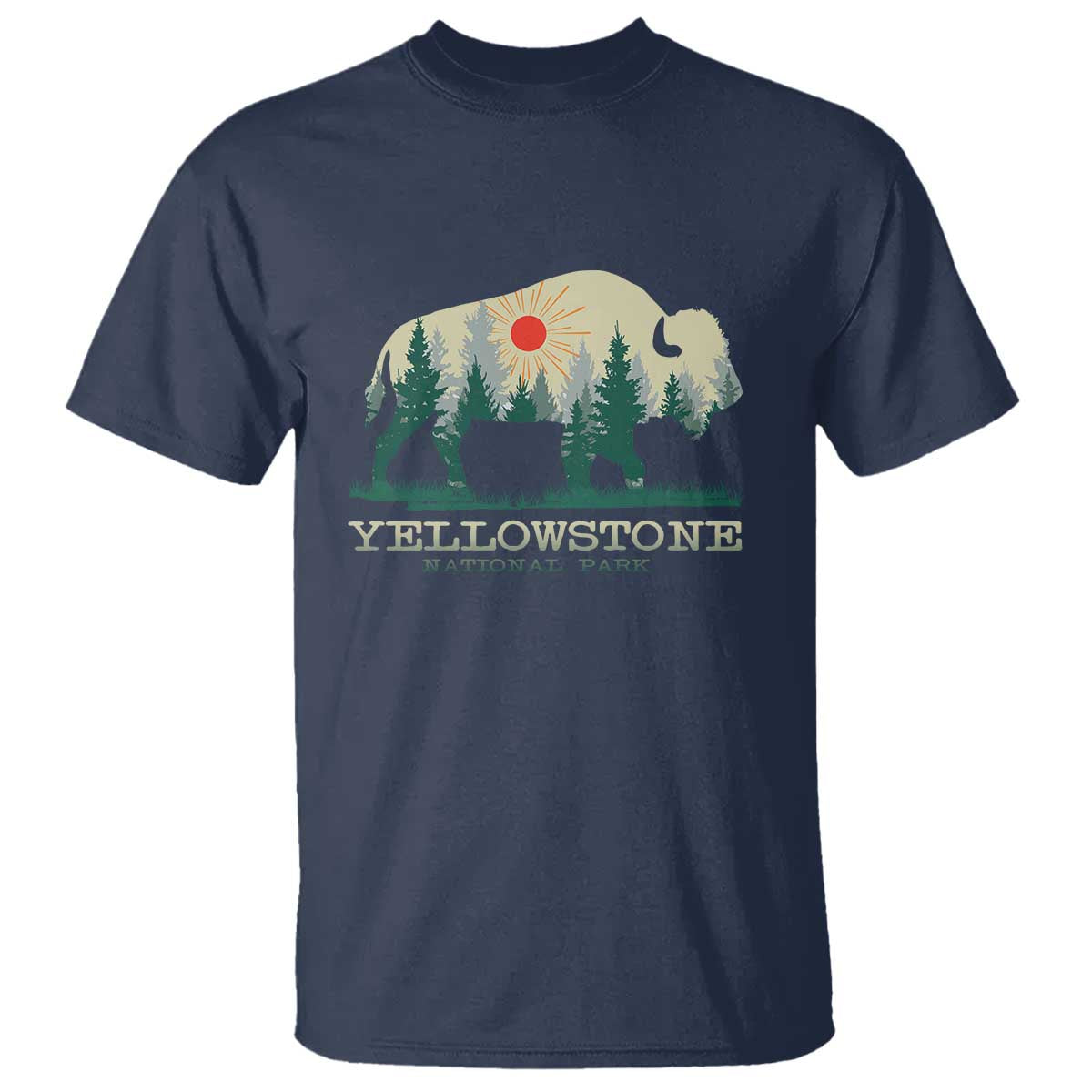 Yellowstone National Park T Shirt Bison Nature Wildlife Outdoor Hiking Camping Forest - Wonder Print Shop