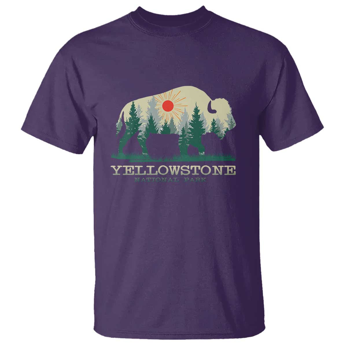 Yellowstone National Park T Shirt Bison Nature Wildlife Outdoor Hiking Camping Forest - Wonder Print Shop