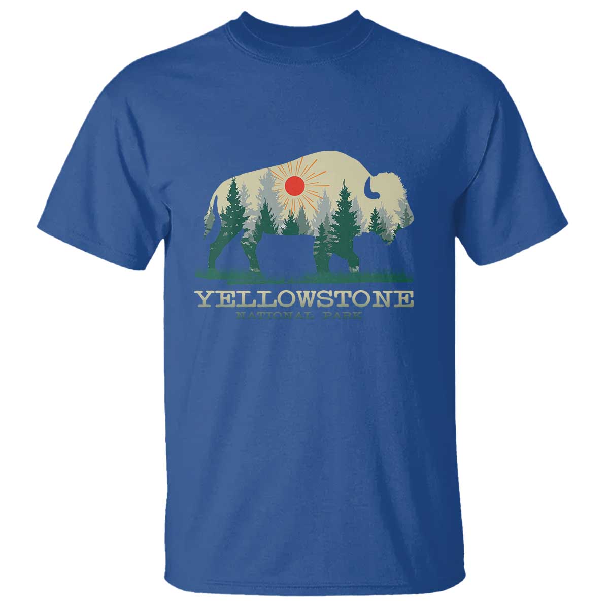 Yellowstone National Park T Shirt Bison Nature Wildlife Outdoor Hiking Camping Forest - Wonder Print Shop