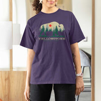 Yellowstone National Park T Shirt For Women Bison Nature Wildlife Outdoor Hiking Camping Forest - Wonder Print Shop