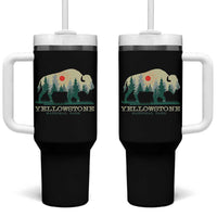 Yellowstone National Park Tumbler With Handle Bison Nature Wildlife Outdoor Hiking Camping Forest - Wonder Print Shop