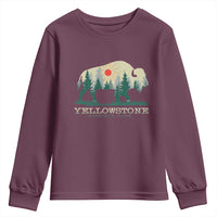 Yellowstone National Park Youth Sweatshirt Bison Nature Wildlife Outdoor Hiking Camping Forest - Wonder Print Shop