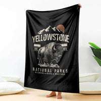 Vintage Yellowstone National Park Throw Blanket Retro Bison Nature Wildlife Forest - Wonder Print Shop
