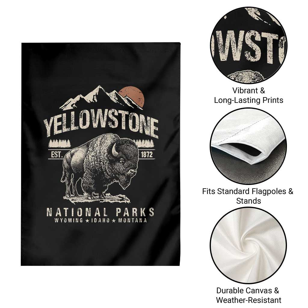 Vintage Yellowstone National Park Garden Flag Retro Bison Nature Wildlife Forest - Wonder Print Shop