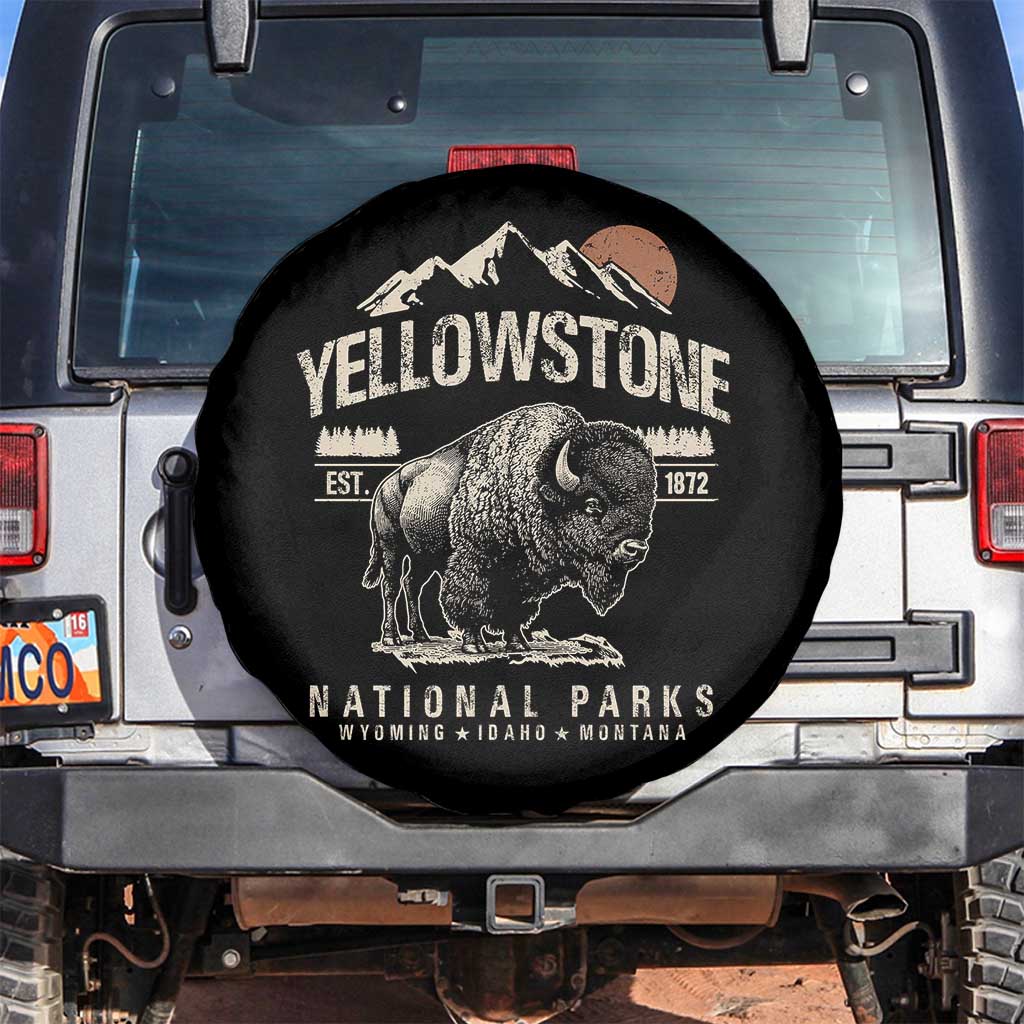 Vintage Yellowstone National Park Spare Tire Cover Retro Bison Nature Wildlife Forest - Wonder Print Shop