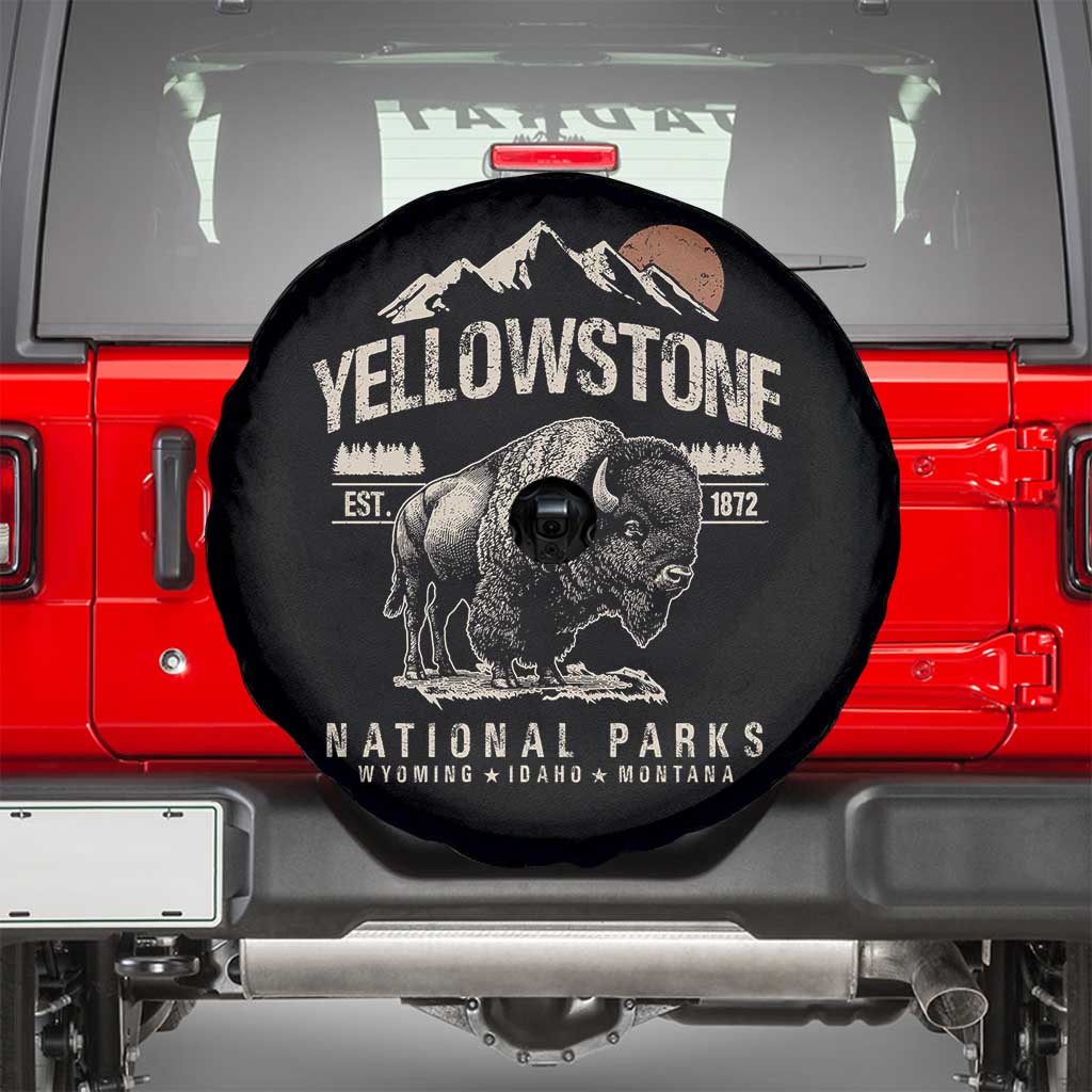 Vintage Yellowstone National Park Spare Tire Cover Retro Bison Nature Wildlife Forest - Wonder Print Shop