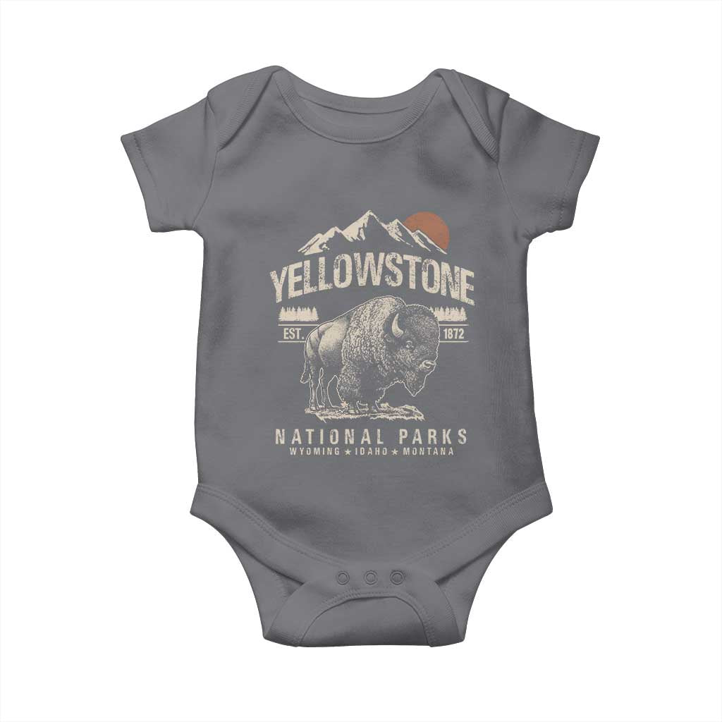 Vintage Yellowstone National Park Baby Onesie Retro Bison Nature Wildlife Forest - Wonder Print Shop