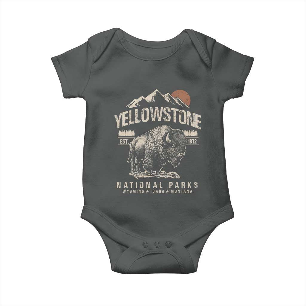 Vintage Yellowstone National Park Baby Onesie Retro Bison Nature Wildlife Forest - Wonder Print Shop