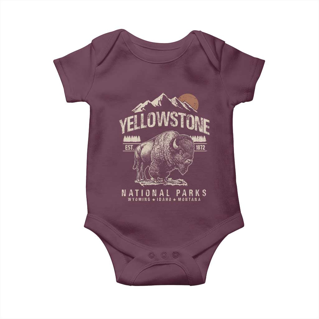 Vintage Yellowstone National Park Baby Onesie Retro Bison Nature Wildlife Forest - Wonder Print Shop