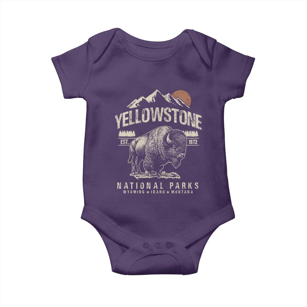 Vintage Yellowstone National Park Baby Onesie Retro Bison Nature Wildlife Forest - Wonder Print Shop