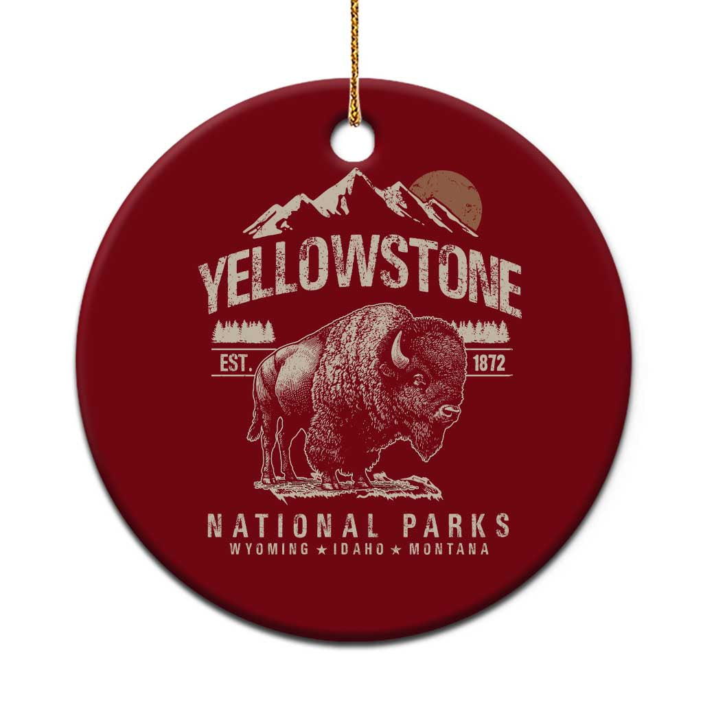 Vintage Yellowstone National Park Ceramic Ornament Retro Bison Nature Wildlife Forest - Wonder Print Shop