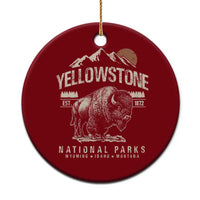 Vintage Yellowstone National Park Ceramic Ornament Retro Bison Nature Wildlife Forest - Wonder Print Shop