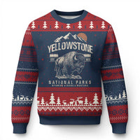 Vintage Yellowstone National Park Ugly Christmas Sweater Retro Bison Nature Wildlife Forest - Wonder Print Shop