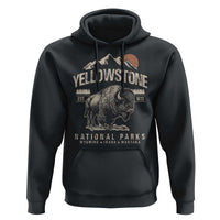 Vintage Yellowstone National Park Hoodie Retro Bison Nature Wildlife Forest - Wonder Print Shop