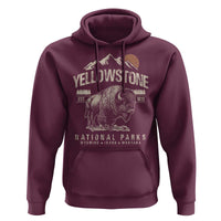 Vintage Yellowstone National Park Hoodie Retro Bison Nature Wildlife Forest - Wonder Print Shop