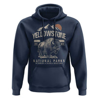 Vintage Yellowstone National Park Hoodie Retro Bison Nature Wildlife Forest - Wonder Print Shop