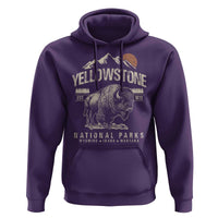 Vintage Yellowstone National Park Hoodie Retro Bison Nature Wildlife Forest - Wonder Print Shop