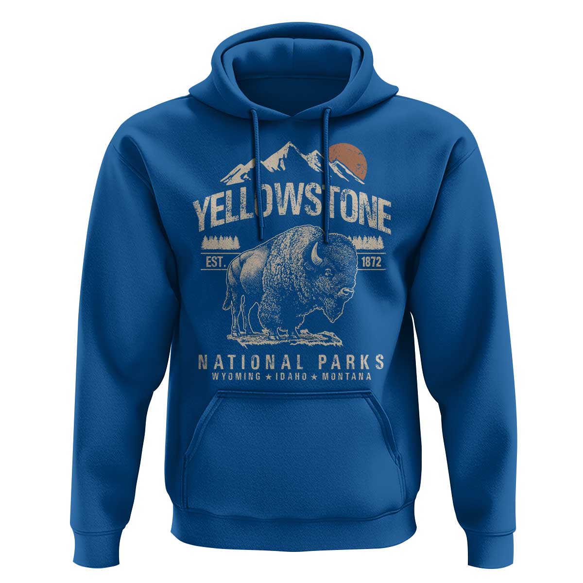 Vintage Yellowstone National Park Hoodie Retro Bison Nature Wildlife Forest - Wonder Print Shop