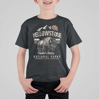 Vintage Yellowstone National Park T Shirt For Kid Retro Bison Nature Wildlife Forest - Wonder Print Shop