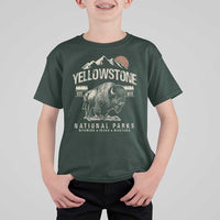Vintage Yellowstone National Park T Shirt For Kid Retro Bison Nature Wildlife Forest - Wonder Print Shop