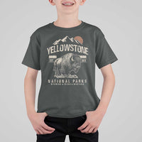 Vintage Yellowstone National Park T Shirt For Kid Retro Bison Nature Wildlife Forest - Wonder Print Shop