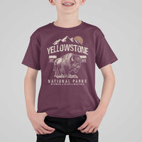 Vintage Yellowstone National Park T Shirt For Kid Retro Bison Nature Wildlife Forest - Wonder Print Shop