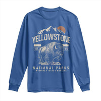 Vintage Yellowstone National Park Long Sleeve Shirt Retro Bison Nature Wildlife Forest - Wonder Print Shop