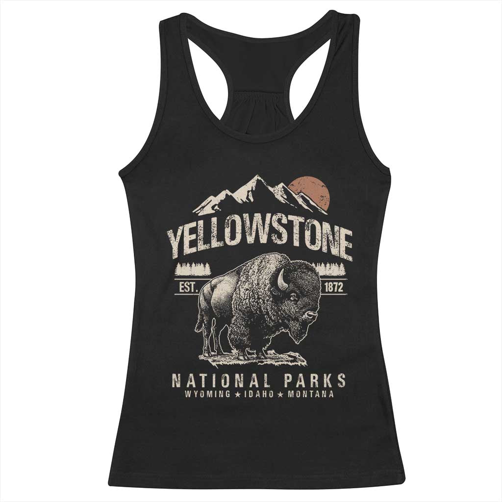 Vintage Yellowstone National Park Racerback Tank Top Retro Bison Nature Wildlife Forest - Wonder Print Shop