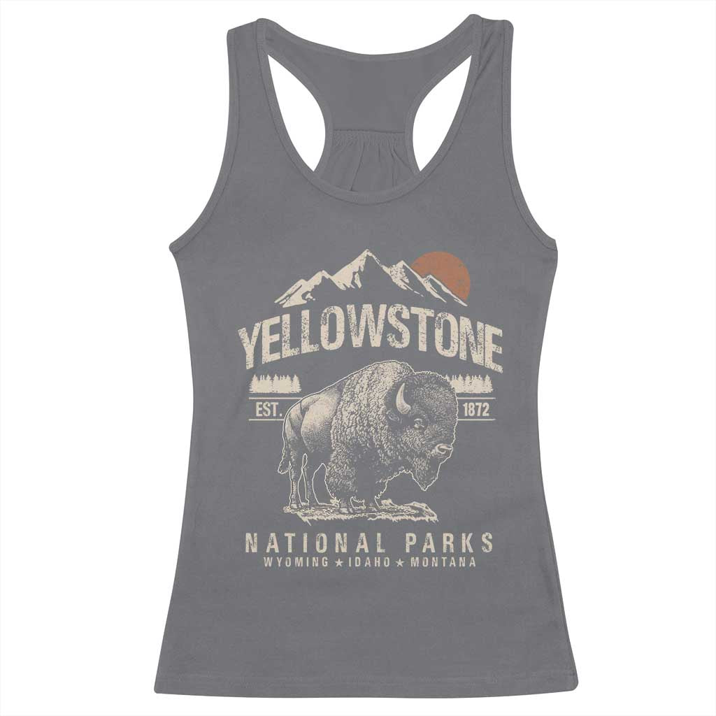 Vintage Yellowstone National Park Racerback Tank Top Retro Bison Nature Wildlife Forest - Wonder Print Shop