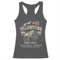 Vintage Yellowstone National Park Racerback Tank Top Retro Bison Nature Wildlife Forest - Wonder Print Shop