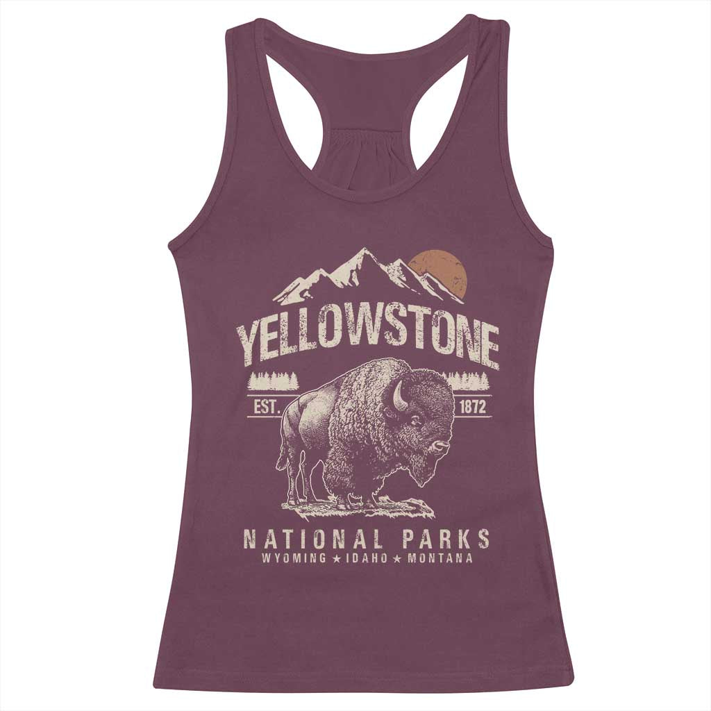 Vintage Yellowstone National Park Racerback Tank Top Retro Bison Nature Wildlife Forest - Wonder Print Shop