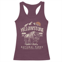 Vintage Yellowstone National Park Racerback Tank Top Retro Bison Nature Wildlife Forest - Wonder Print Shop