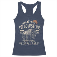 Vintage Yellowstone National Park Racerback Tank Top Retro Bison Nature Wildlife Forest - Wonder Print Shop