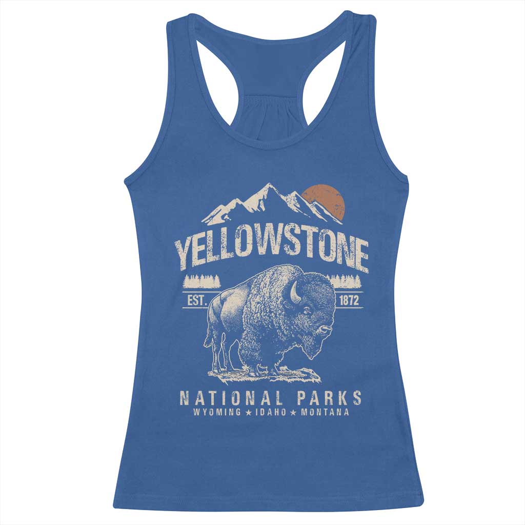 Vintage Yellowstone National Park Racerback Tank Top Retro Bison Nature Wildlife Forest - Wonder Print Shop