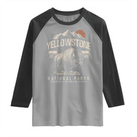 Vintage Yellowstone National Park Raglan Shirt Retro Bison Nature Wildlife Forest - Wonder Print Shop