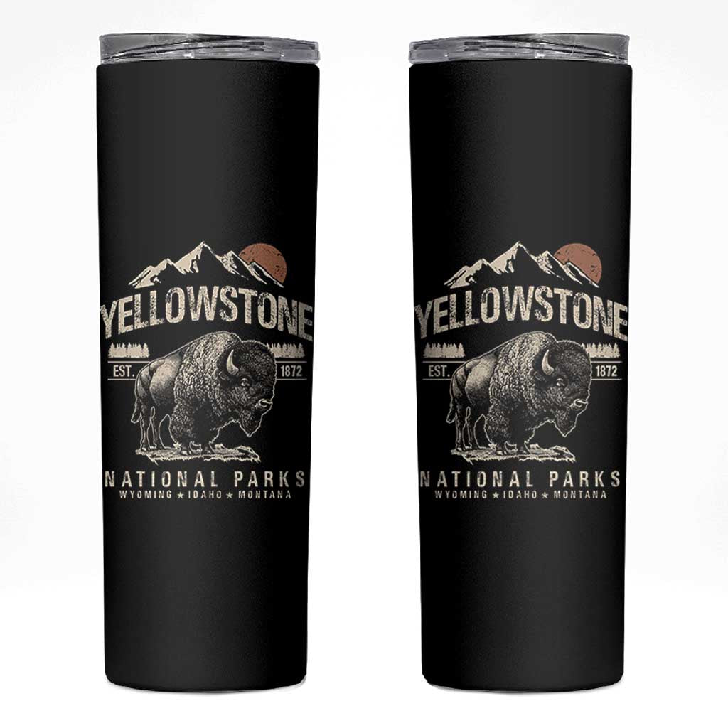 Vintage Yellowstone National Park Skinny Tumbler Retro Bison Nature Wildlife Forest - Wonder Print Shop