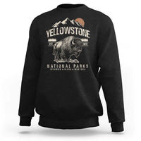 Vintage Yellowstone National Park Sweatshirt Retro Bison Nature Wildlife Forest - Wonder Print Shop