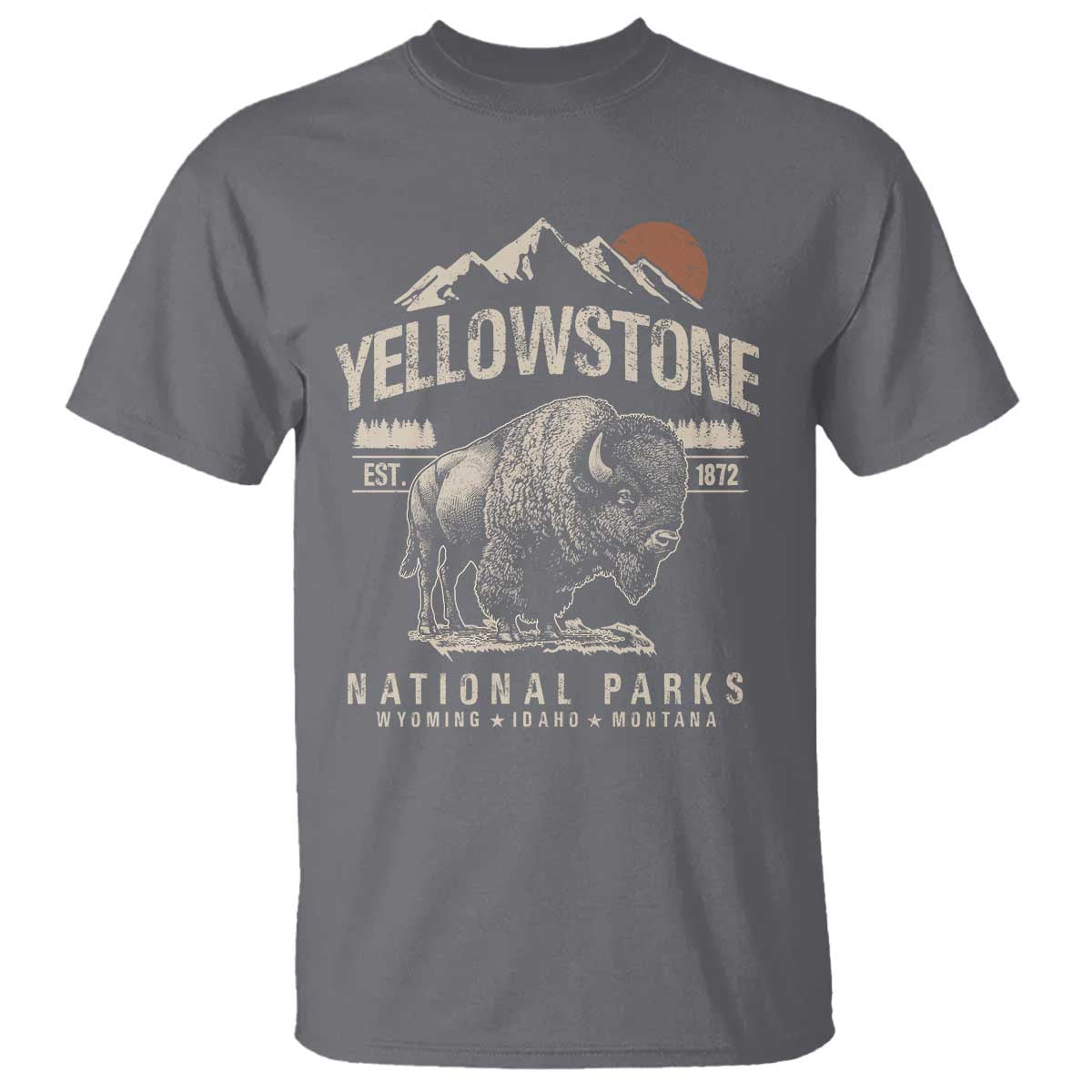 Vintage Yellowstone National Park T Shirt Retro Bison Nature Wildlife Forest - Wonder Print Shop