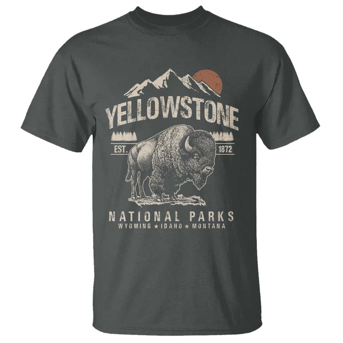 Vintage Yellowstone National Park T Shirt Retro Bison Nature Wildlife Forest - Wonder Print Shop